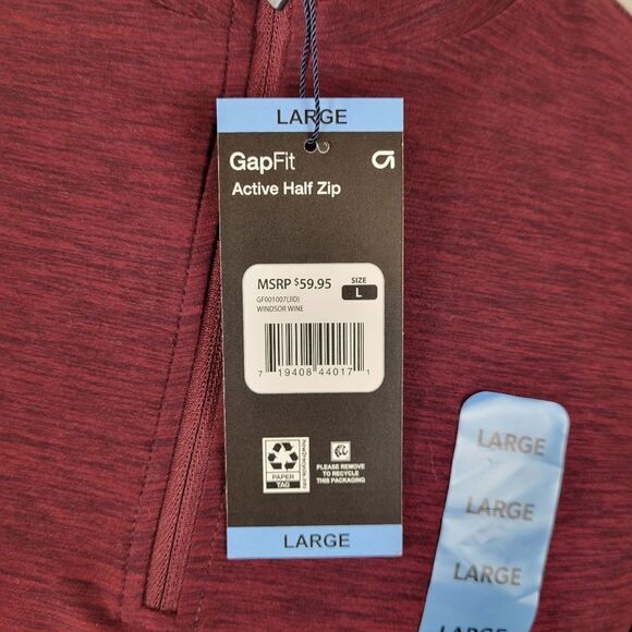Gapfit Half Zip Closure Heathered Long Sleeve Shirt Size L - Picture 10 of 10